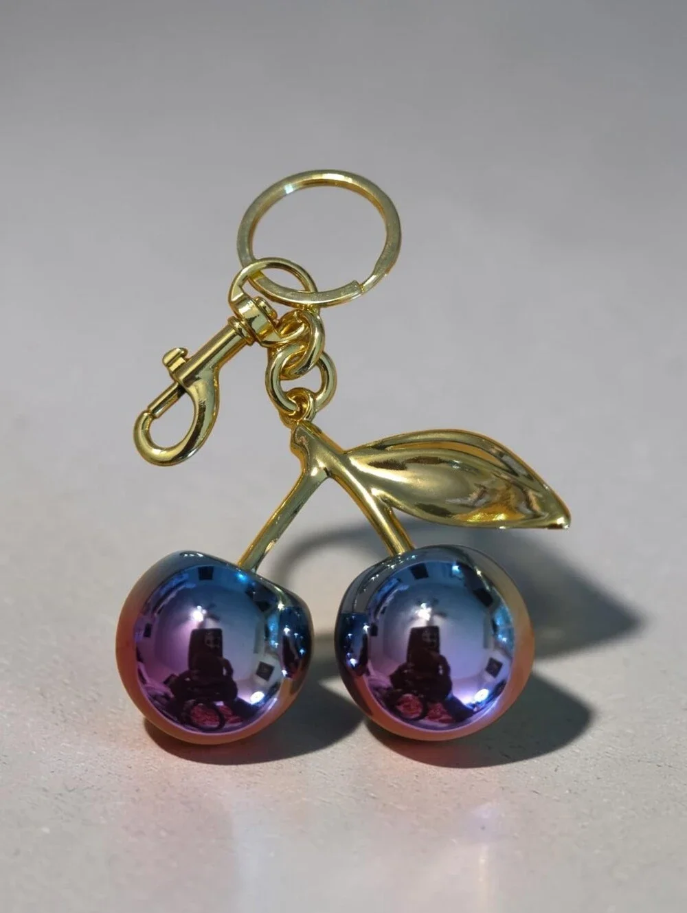 Sassified Boutique Nwt Gold Cherry Keychain with Iridescent Charms